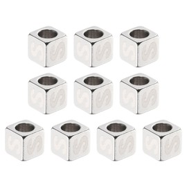 sourcing map 10Pcs Stainless Steels Letter Beads Alphabet Letter S Cube Silver Metallic Large Square Metal Dice Beads for Jewelry Bracelets Necklaces Earrings
