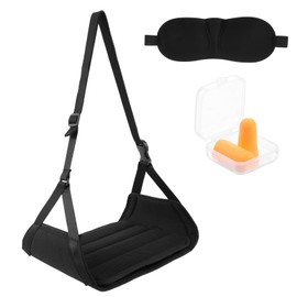 Airplane Foot Hammock Adjustable Airplane Footrest with Eye Mask and Earplug to Relax Your Feet Portable Foot Rest Hammock for Long Flight Desk Foot Hammock Travel Foot Rest