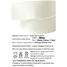 gcs 25 Yards / 23 Meters Of Satin Ribbon 10mm In Multiple Colours Satin Ribbon Tying Gift Ribbon Wedding Trimming Crafts Apron Deco. Many Colours (Off White)