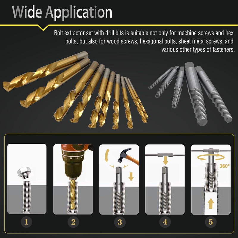 JEUCLEL 40PCS Bolt Screw Extractor Set, Easy Out Bolt Remover