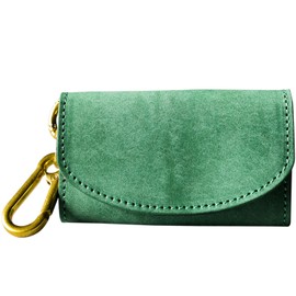 AURAMU MARGOT TOTTI Carabiner Key Case & Coin Case, Italian Leather, Coin Purse, Genuine Leather, Women's, Men's, Smart Key Compatible, Wallet, green (sage)
