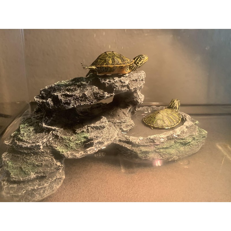 Kathson Reptile Hide Resin Turtles Dock for Aquarium Turtle Basking