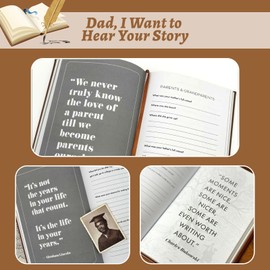 Great Gift For Dad;Dad, I Want To Hear Your Story: Father's Day Gift Wrapping Hardcover Genuine Leather, Black Gold Foil Lettering, Ribbon Bookmark Gold Gilded Page Edges,Father's autobiography
