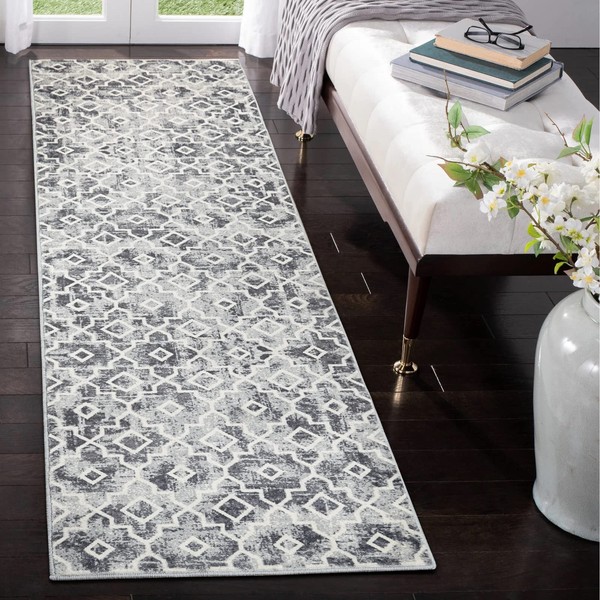 Wonnitar Moroccan Washable Runner Rug Grey 2x7 Hallway Rug Runner