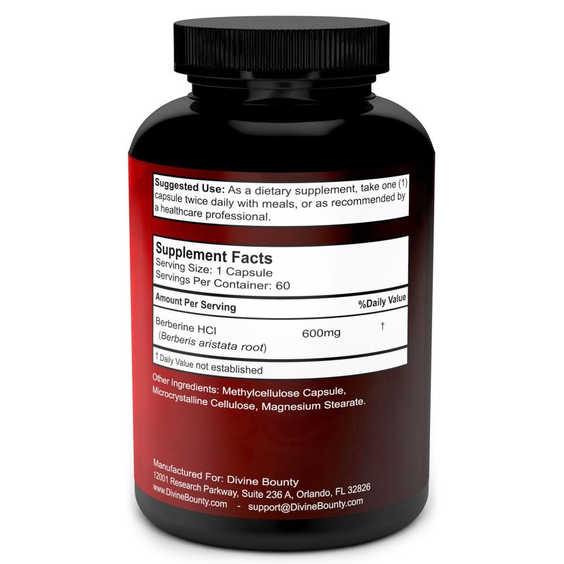 Divine Bounty Pure Berberine Complex - 600mg Per Capsule Berberine