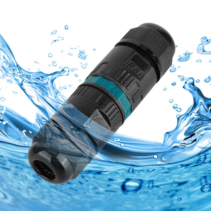 IP68 Waterproof Cable Connector 3-Pin Earth Cable Connection Sleeve for