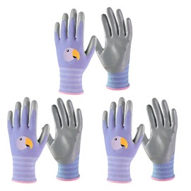 ANDANDA Kids Gardening Gloves for Age 9-12, Nitrile Coated Children Yard Work Gloves with Grip, Seamless Knitted Nylon Suitable for Toddlers, Children, Girls, Boys, Purple, 3 Pairs, Size 6/XL