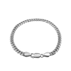 Mulijewels 14K White Gold Plated Miami 5MM Curb Link/Cuban Link 8" Bracelet For Men's & Women's Over 925 Sterling Silver
