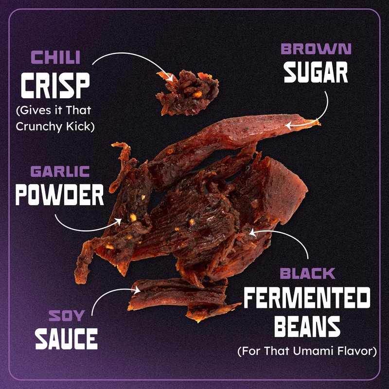 MaxJerky Sichuan Chili Crisp Chicken Jerky, 88 Grams of Protein,