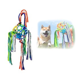 1 PCS Dog Training Ball on Rope with Squeaky Ball,Durable Bell Balls on Rope,6 Colorful Strap Tug of War Dog Toy,Pet Indoor Outdoor Fetch Training Chew Toy,for Puppies Small and Medium Dogs