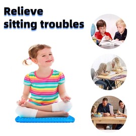 XINYUXUANXUAN Gel Seat Cushion for Kids, Soft & Breathable Child Seat Pad with 1Non-Slip Covers (30cm x 25cm), Comfort Gel Cushion for Long Sitting,Car Seat,Desk Chair,Office Chair,Wheelchair (Blue)