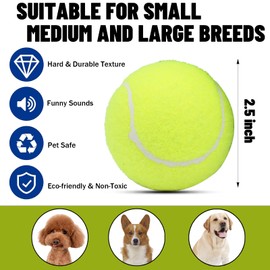 Magicorange Dog Tennis Balls, 20 Pack 2.5 inch Floatable Squeaky Tennis Balls for Fetch Exercise, Natural Rubber Squeaky Dog Balls Training Safe (Yellow, 2.5inch)