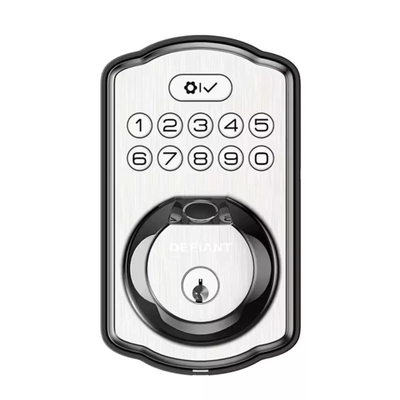 DEFIANT Electronic Deadbolt, Keyless Door Entry Biometric Fingerprint Keypad