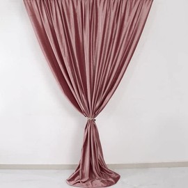 Tableclothsfactory 8ft H x 8ft W | Dusty Rose Premium Velvet Backdrop Drapes Curtains Panels | for Luxury Parties Baby Shower Wedding Ceremony Photography Outdoor Picnic Home Arch Decor