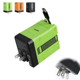 2-in-1 Compatible with 120w Fast Charger, 2025 New Retractable Wall Fasts Charging Power Adapter with All in One Foldable Plug, Multi-Functional Fast Smart Charger for Phone, Tablet, Laptops (Green)