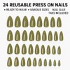 Glossy Olive Green Press On Nails – Almond Shape, Medium