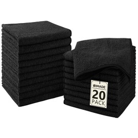 UNIMADE Washcloths - 20 Pack - Face Towels (12" x 12"), Highly Soft Wash Cloths and Hand Towels, Fast Drying Multi-Purpose Microfiber Cleansing Cloths for Bathroom, Hotel, Spa, and Salon - Black