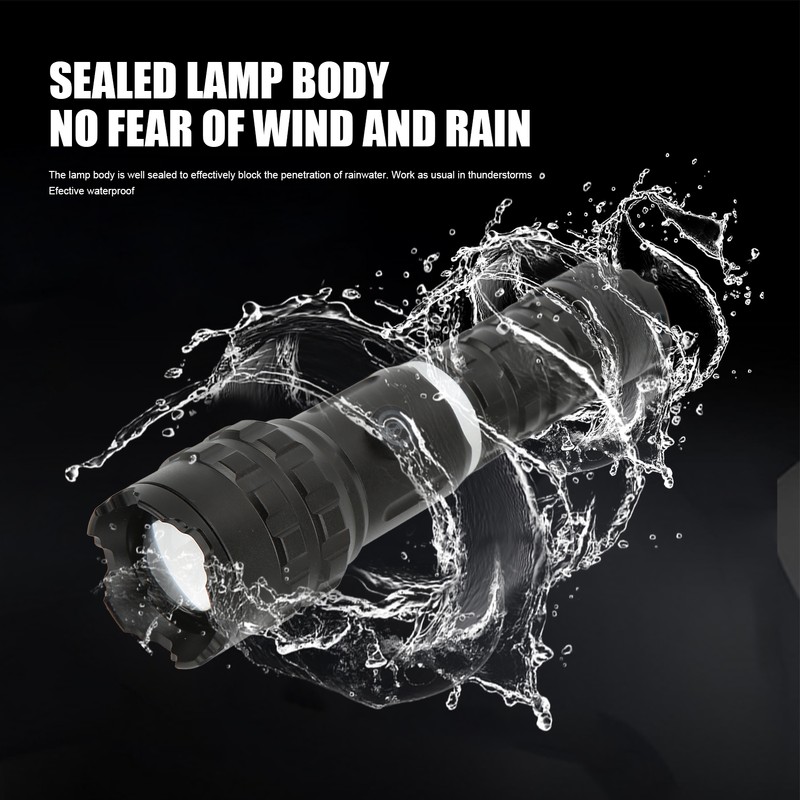XHP90 Strong Light Flashlight with USB Cable IPX4 Waterproof 2300LM