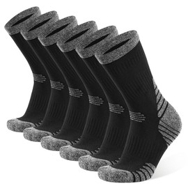 YOJOOM Mens Socks 9-12 6-9 Cushioned Work Socks Black Walking Socks for Men Crew Athletic Socks for Outdoor Hiking Trainer Running (9-12, Black 6 pairs)
