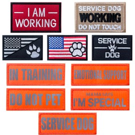 J.CARP 10 Pieces Service Dog Patches Don't Pet in Training Do Not Touch I'm Special Full Embroidered Badge Emblem Patch for Dogs Harness Vest Clothes Orange