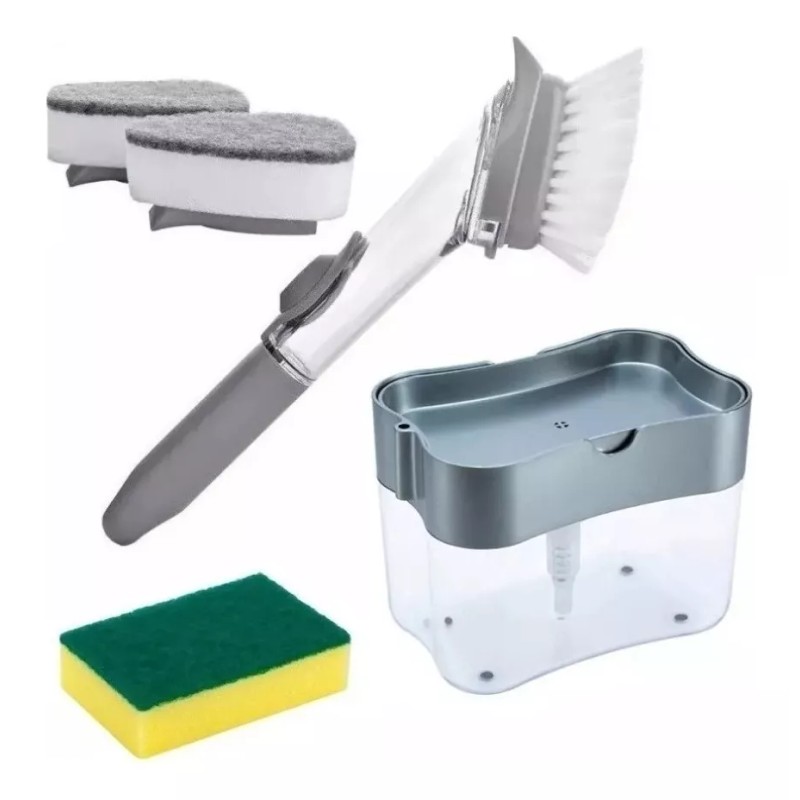 Maluk Store Kit Limpieza Cocina Dispensador Jabón Cepillo Esponja