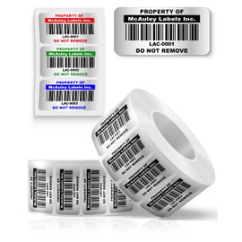McAuley Labels Asset Tags for Equipment - Custom Inventory Stickers - Permanent Acrylic Adhesive, Metalized Silver Polyester - Barcode Label - 1.5x0.75 Inches