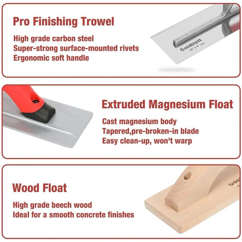 Goldblatt 8 Pieces Masonry Set Finishing Trowel 2 Pieces Razor