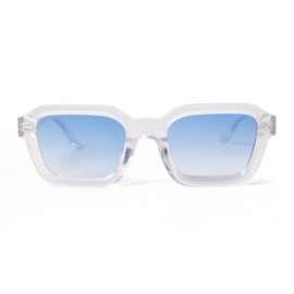 ADE WU Trendy Square Sunglasses for Women Men, Retro 70s 80s Stylish Square Frame Tinted Sun Glasses(Clear Frame/Blue Gradient Lens)