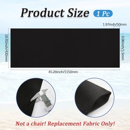 GORGECRAFT 115 x 43 cm Beach Sling Patio Chairs Replacement for Folding Chairs Made of Black Canvas Replacement for Outdoor Chairs Portable Lounger Sling Fabric for Sunbathing on Summer Holiday