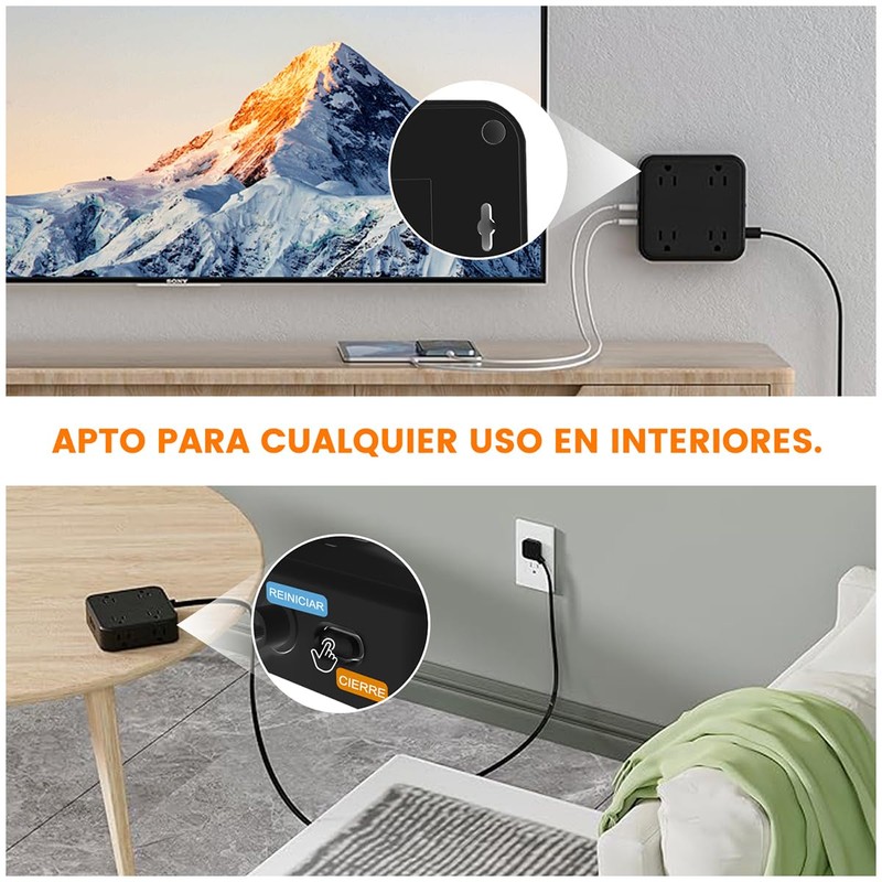 FANDBO 12 en 1 Regleta Multicontacto Extension USB, con 8