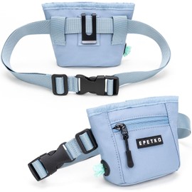 Bolsa para premios para Perros, con Cierre magnético Potente, dispensador de Bolsas para excrementos y Clip metálico para la Cintura (Azul Claro).
