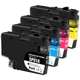 HEG SP01 Sublimation Ink Cartridges SP01 Replacement for SP01 SP-01 Sublimation Printer Black Cyan Magenta Yellow Ink Cartridge High Yield (4 Pack) ﻿