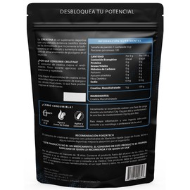 Creatina Monohidratada Micronizada de Alta Pureza 500g 100 Servicios de 5g por Porción Sin Sabor Sin Rellenos