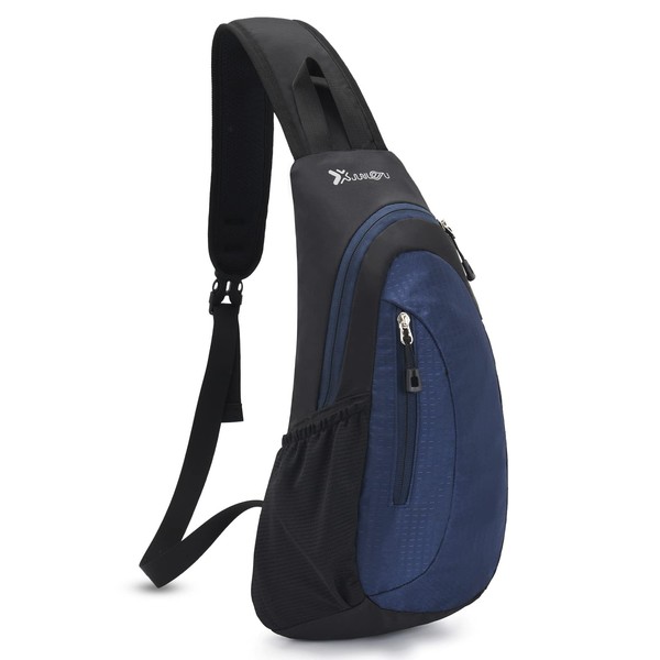 Sling Bag Januts Sling Shoulder Backpack Small Rucksack for Men Lightweight One Strap Shoulder Chest Bag Waterproof Anti-theft Casual Men Women Bags for Hiking Cycling Outdoor (Dark Blue)