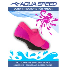Aqua Speed Neoprene Socks for Children and Adults, Swimming Socks for Men and Women, Neoprene Swimming Socks for Girls and Boys, Aqua Socks, Beach Socks, Swim Socks Kids, Water Socks, UK Children Size 4 - Adult Size 10, pink, 26 / 27