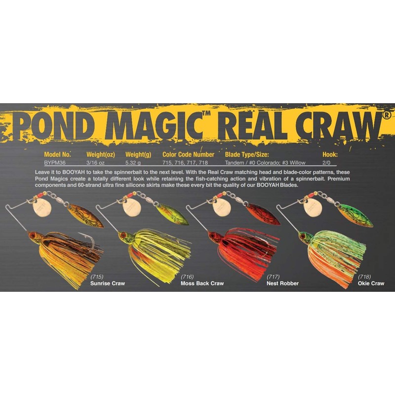 Booyah Pond Magic Anzuelo rotador Moss Back Craw 3/16-Ounce