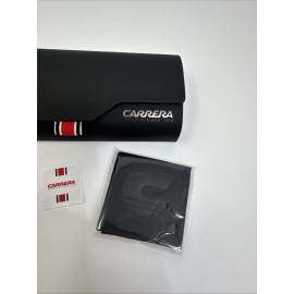 CARRERA Hard Black Carrying Case Eyeglass Sunglasses W/ Cleaning Cloth, Stickers