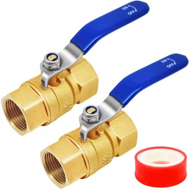 Full Port Brass Ball Valve Kit, 2pcs Heavy Duty 1/2'' NPT Full Bore Ball Valves with 1/2'' NPT Female Threaded, Brass Full-Flow Valves Kit, for Water Oil and Gas Pipeline