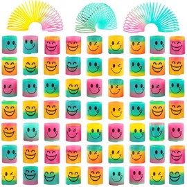 MHKBD 36 Piezas de Juguetes de Resorte arcoíris Surtidos de plástico, Colores Brillantes, con Cara Sonriente, para Regalo de Carnaval, cumpleaños, Bolsas de Regalo, premios de Fiesta