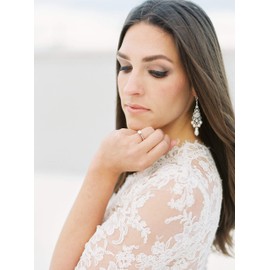 HisJewelsCreations Bridal Chandelier Earrings for Women Simulated Pearl Jewelry Gift for Her (Leverback)