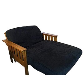 OctoRose Twin Size 39x75x8 inch 3 Side Zipper Classic Soft Micro Suede Futon Cover Sofa Daybed Mattress Slipcover (Black, Twin Size)