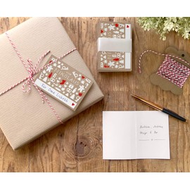 25 Gift Tags from Santa Beige – Original Mini Christmas Cards for Christmas Gifts Labelling, Elegant Exclusive Individual, A7 Recycled Paper Folding Cards