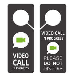 Video Call In Progress Do Not Disturb Door Hanger Sign, 2 Pack (Printed on Both Sides), 9.3″x3.5″ PVC Plastic, Please Do Not Disturb Sign for Home, Office.