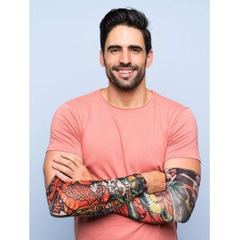 Geyoga 18 Pcs Tattoo Sleeves for Men Arm Sleeves Temporary Tattoo Sleeves Set Arts Fake Tattoo for Women to Cover Arms Sun Protection Sun Sleeves for Men Fake Tattoos Sleeve(Stylish Pattern), Multicolor, One Size
