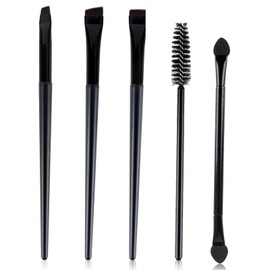 AYNKH Eyeliner Pinsel Set 5PCS Augenbrauenpinsel Set flach gewinkelt abgeschrägt gewinkelt Schwamm Braue Wimpern Lidschatten Pinsel Makeup Tools Schwarz