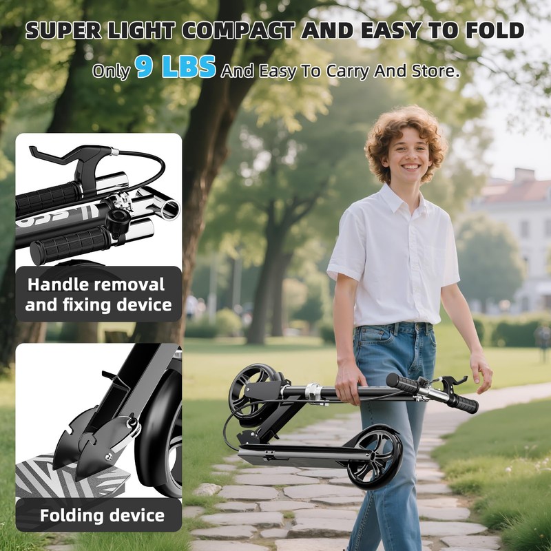 Scooters for Kids 8-12, Teens & Adults - Lightweight, Foldable,