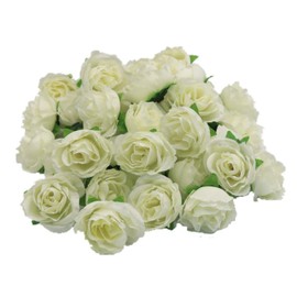 (Mikishin) 50 Pcs Artificial Roses 3cm Bouquet Rose Rose Wedding Decoration (Milk White)