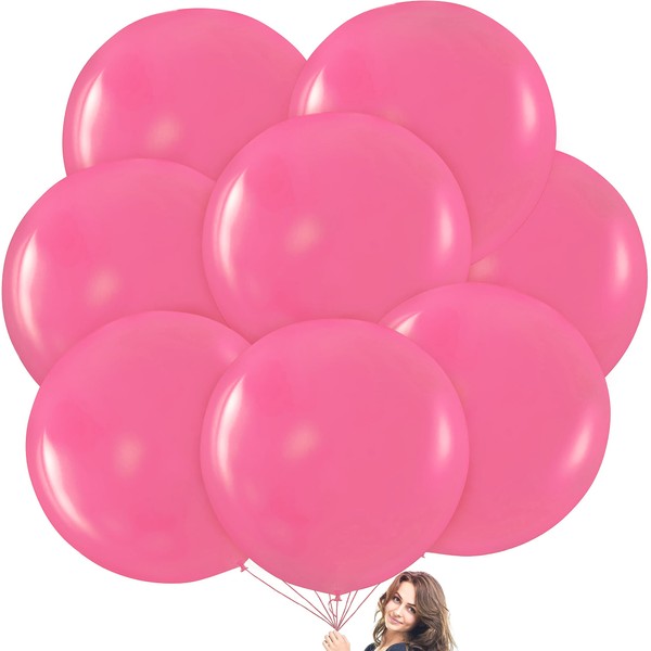 Prextex Pink Giant Balloons - 8 Jumbo 36 Inch Pink Balloons for Photo Shoot, Wedding, Baby Shower, Birthday Party and Event Decoration - Strong Latex Big Round Balloons - Helium Quality