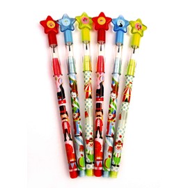 TINYMILLS 24 Pcs Circus Carnival Multi Point Stackable Pencil with Eraser for Circus Carnival Birthday Party Favor Prize Carnival Goodie Bag Stuffers