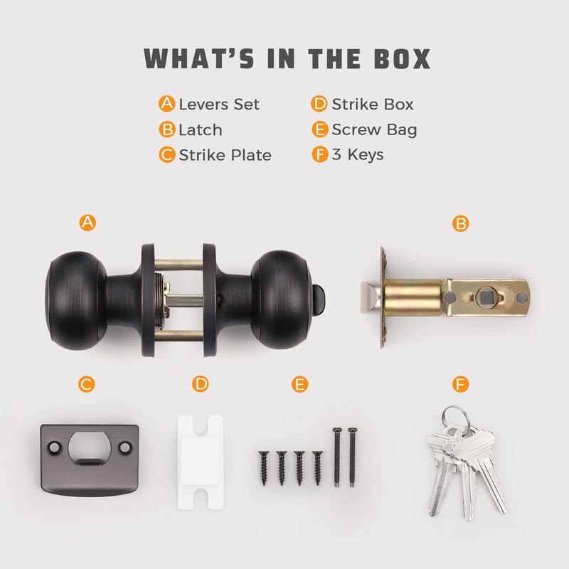 KNOBWELL 5 Pack Modern Oil Rubbed Bronze Keyed Entry Door